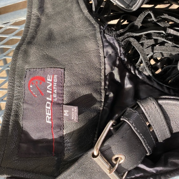 Ladies redline leather chaps - Picture 3 of 3